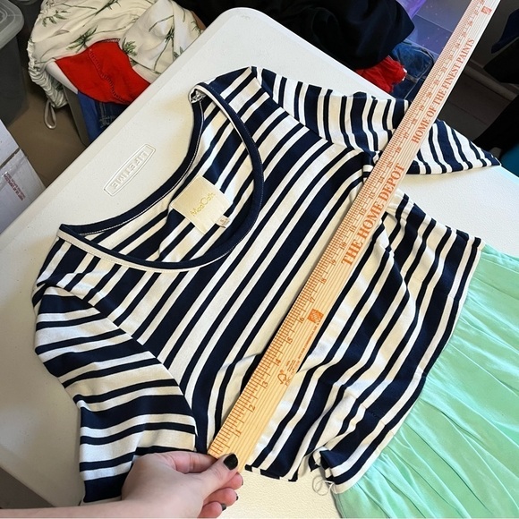 ModCloth Striped Dress Teal Black White Small U - Picture 4 of 7